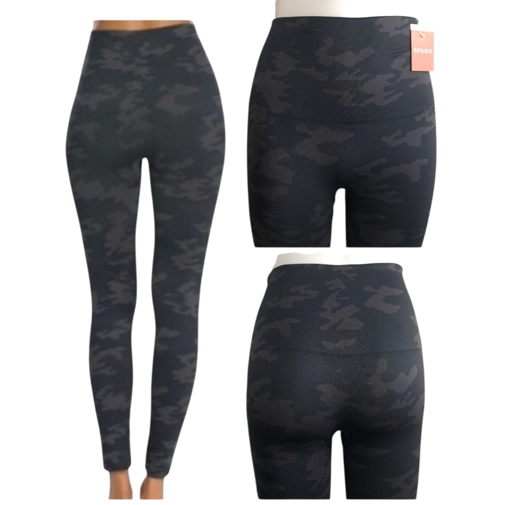 SPANX Women's Look at Me Now Leggings Black‎ Camo Size Medium FL3515